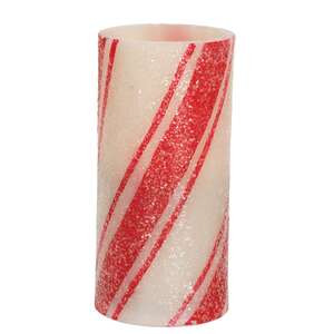 Glittered Candy Cane Timer Pillar - 2.75" x 6"