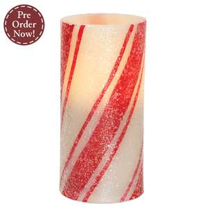 Glittered Candy Cane Timer Pillar - 2.75" x 6"