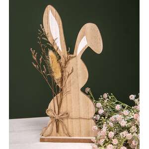 Wood Bunny with Foliage Sitter - 12"H
