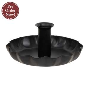 Black Metal Fluted Taper Holder Pan