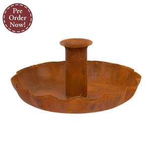 Rusty Metal Fluted Taper Holder Pan