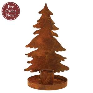 Rusty Christmas Tree Taper Holder - 5.5"