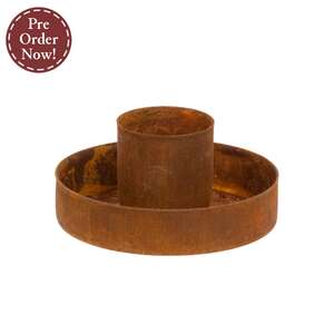 Rusty Metal Round Taper Holder - 2.25"W
