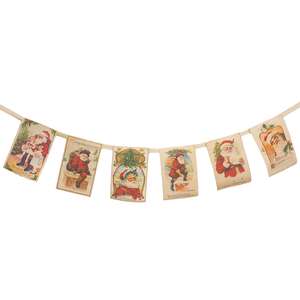 Fabric Vintage Christmas Post Card Garland