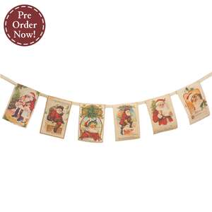 Fabric Vintage Christmas Post Card Garland