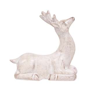 White Distressed Resin Upward-Look Reindeer - 4.5"