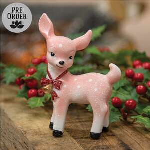Pink Glittered Resin Reindeer - 4.5"