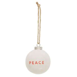 Peace White Ceramic Ornament - 2.75"H