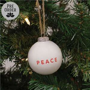 Peace White Ceramic Ornament - 2.75"H
