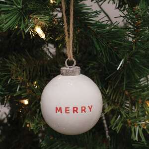 Merry White Ceramic Ornament - 2.75"H