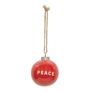 Peace Red Ceramic Ornament - 2.75"H
