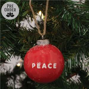 Peace Red Ceramic Ornament - 2.75"H