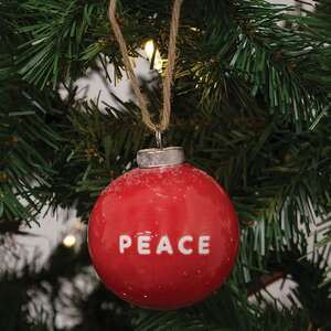 Peace Red Ceramic Ornament - 2.75"H