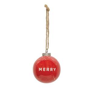 Merry Red Ceramic Ornament - 2.75"H