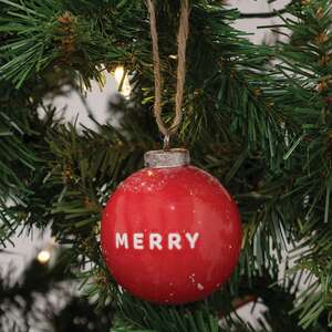 Merry Red Ceramic Ornament - 2.75"H
