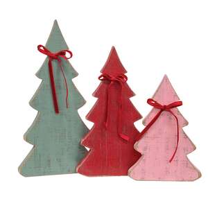 3 Set - Rustic Wood Christmas Tree Sitters