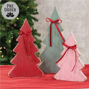 3 Set - Rustic Wood Christmas Tree Sitters