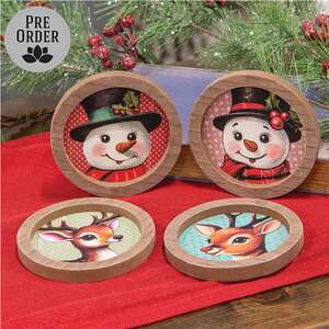 Nostalgic Winter Friend Mini Round Portrait Coaster - 4 Asstd.