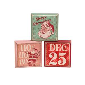 Nostalgic Santa Distressed Wooden Block - 3 Asstd.