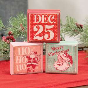Nostalgic Santa Distressed Wooden Block - 3 Asstd.