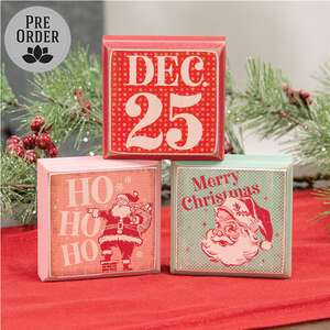 Nostalgic Santa Distressed Wooden Block - 3 Asstd.