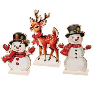 Nostalgic Winter Wooden Friends on Base - 3 Asstd.