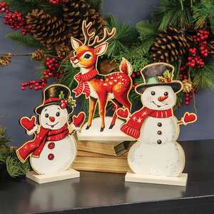 Nostalgic Winter Wooden Friends on Base - 3 Asstd.