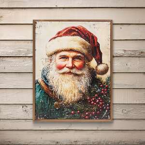 Nordic Noel Santa Framed Canvas - 12.5x16.5