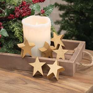 6 Set - Gold Wooden Stars