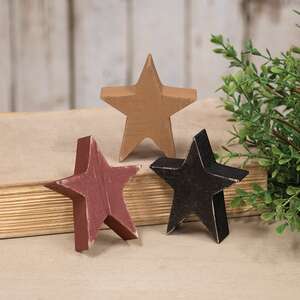 3 Set - Mustard, Burgundy, and Black Wooden Stars