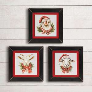 Merry Chickmas Framed Print - 9" sq. - 3 Asstd.