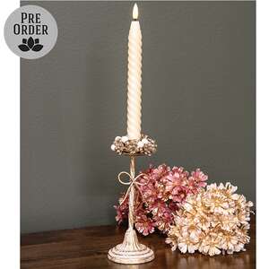 Distressed Metal Bow Taper Holder - 8.25"H