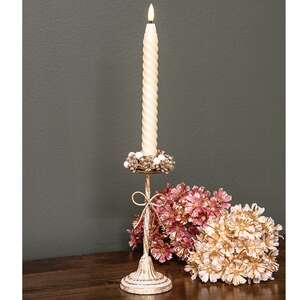 Distressed Metal Bow Taper Holder - 8.25"H