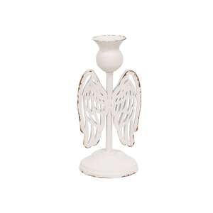 Distressed Metal Angel Wing Taper Holder - 7"H