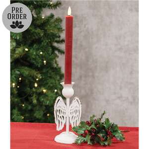 Distressed Metal Angel Wing Taper Holder - 7"H
