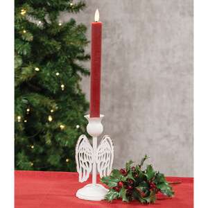 Distressed Metal Angel Wing Taper Holder - 7"H