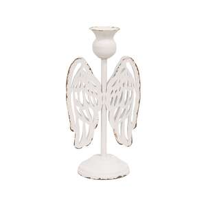 Distressed Metal Angel Wing Taper Holder - 8.5"H