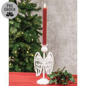 Distressed Metal Angel Wing Taper Holder - 8.5"H