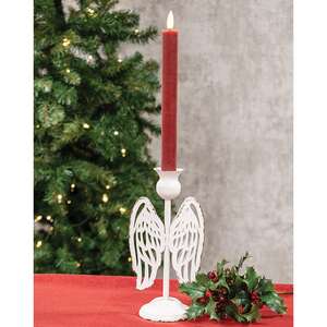 Distressed Metal Angel Wing Taper Holder - 8.5"H