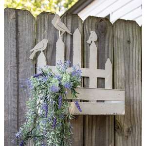Metal Fence with Birds Planter