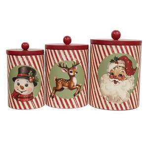 3 Set - Nostalgic Christmas Metal Canisters