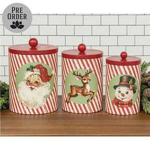 3 Set - Nostalgic Christmas Metal Canisters