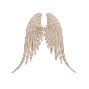 Distressed White Metal Angel Wings - 11.5"H
