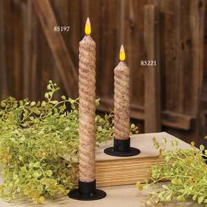 Grungy Vintage Twist Flicker Flame Timer Taper, 9.5"