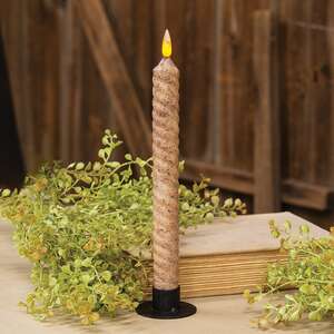 Grungy Vintage Twist Flicker Flame Timer Taper, 9.5"