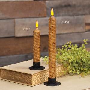 Burnt Ivory Vintage Twist Flicker Flame Timer Taper, 9.5"