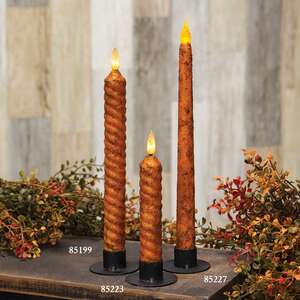 Pumpkin Spice Vintage Twist Flicker Flame Timer Taper, 9.5"