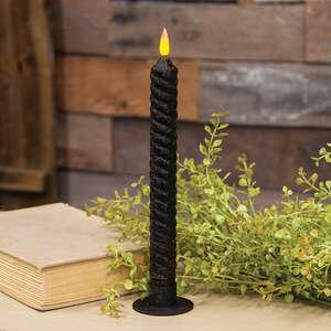 Black Vintage Twist Flicker Flame Timer Taper, 9.5"Black Vintage Twist Flicker Flame Timer Taper, 9.5"