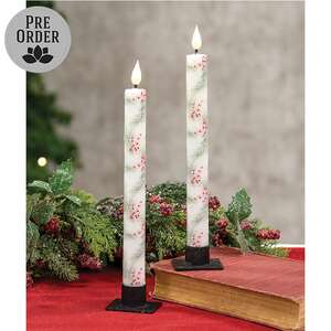 2/Set - Winter Pine & Berries Timer Tapers
