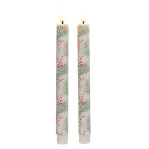 2/Set - Winter Pine & Berries Timer Tapers